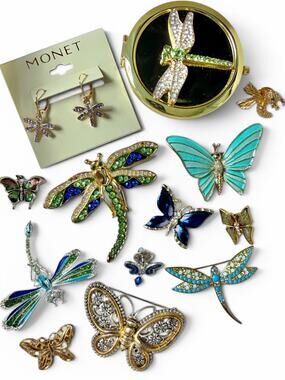 Insect Butterfly Dragonfly Jewelry Lot Monet Napier Sarah Coventry Avon Wearable